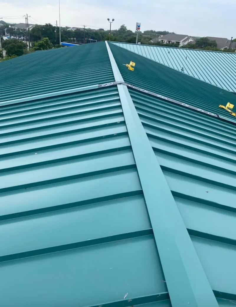 Green commercial metal roof ridge and valley for Metal Roof Repair in Union Beach